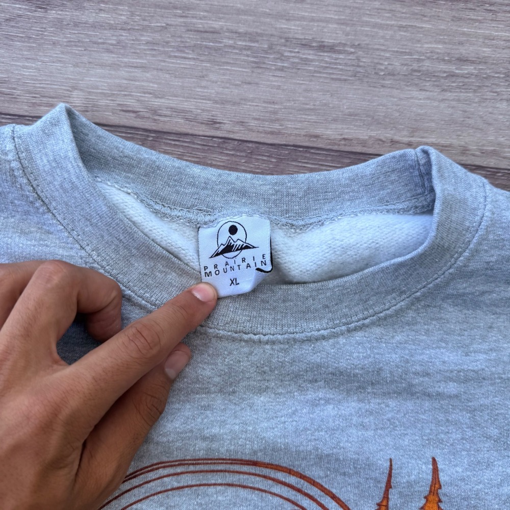 Prairie Mountain Mens Alaska The Last Frontier Bear nature Sweatshirt Grey XL - Picture 5 of 7